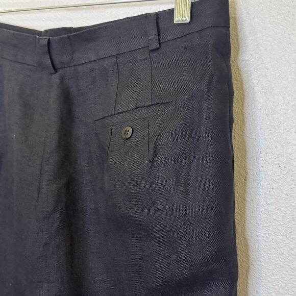 Talbots Irish Linen Dress Crop Pants Womens Size 12 Black Pleated Straight Leg - Picture 6 of 9